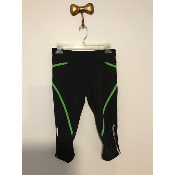 Lululemon Run Pace Crop Black/Ocean Stripe Frond Zip Back Pocket Leggings - 6 - Picture 1 of 9